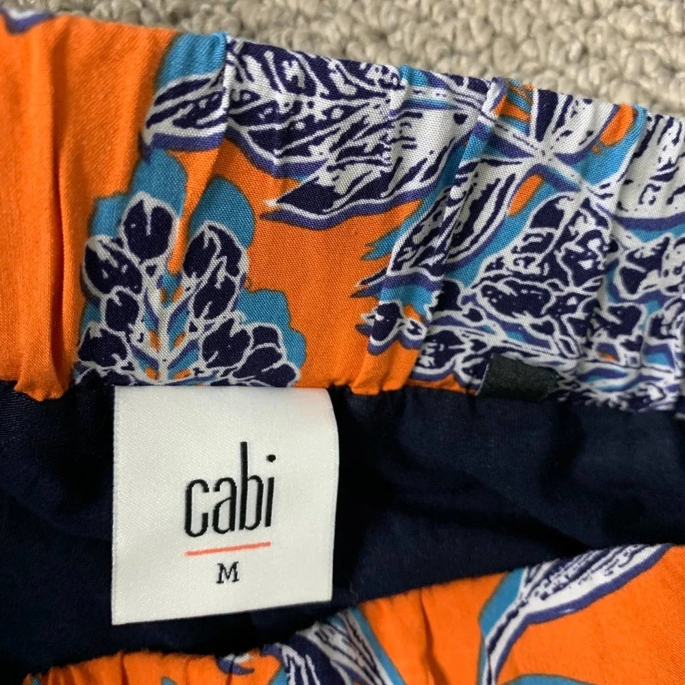 Cabi Womens Skirt‎ Size Medium Orange Blue Floral Calypso Maxi Wrap 5250